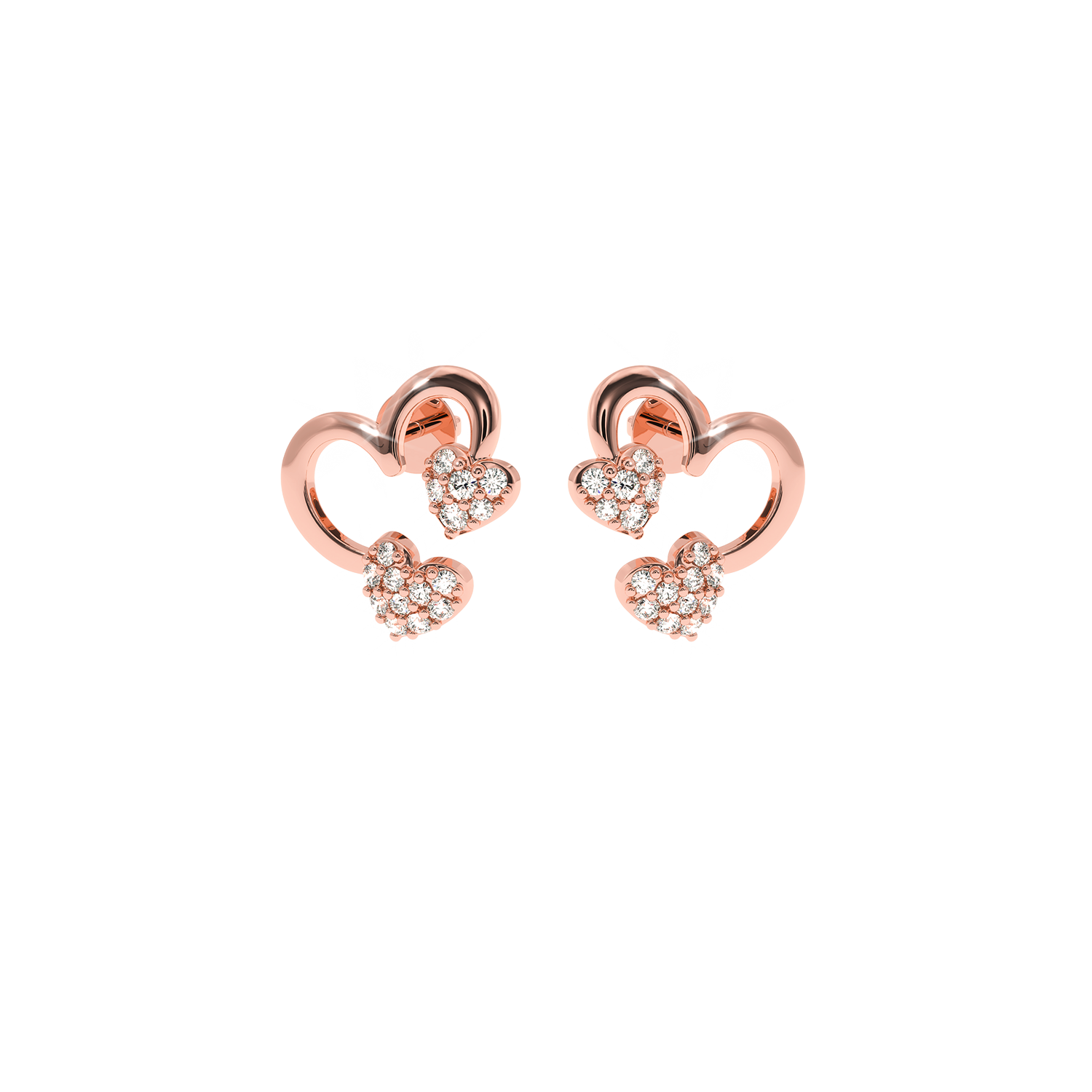 Solitairekart 0.20ct Lab Diamond Twin Heart Earrings